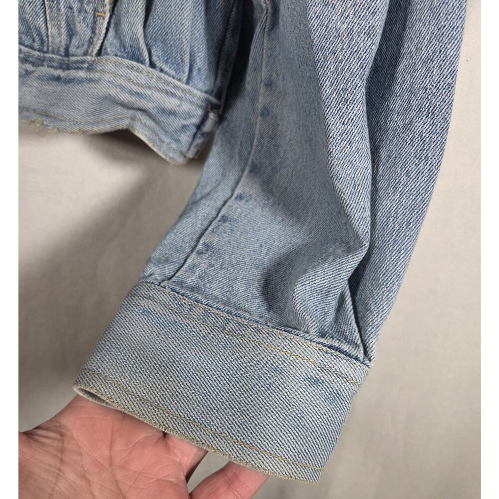 Vintage 90s YES Clothing Co Aztec Denim Trucker Jacket - Boxy Cropped L/XL - Picture 5 of 16